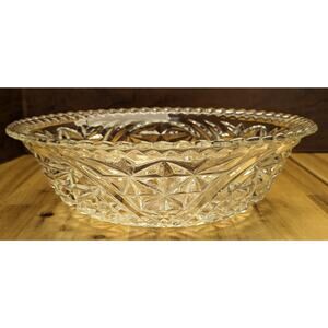 Retro Sawtooth Edge Pressed Glass Candy Condiment Relish Dish Candle Soap Makeup